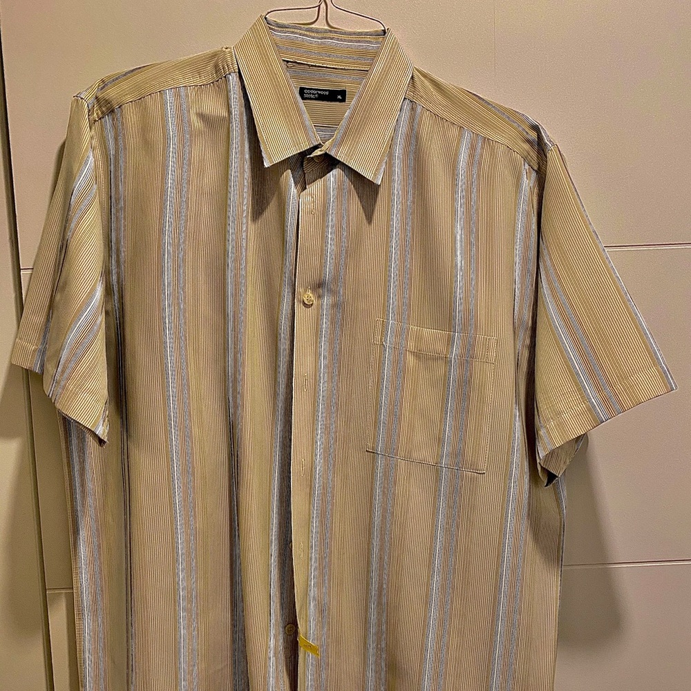 Short sleeve striped button up shirt